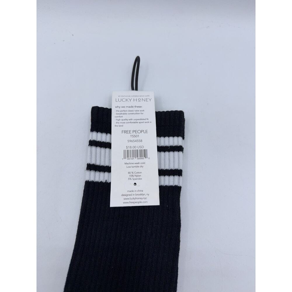 2 Pairs Free People Movement Stripe Tube Socks Black FP Movement Lucky Honey - Picture 5 of 5